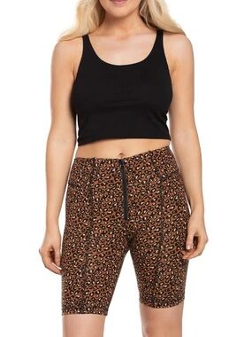 Free People Lucky Strike Bike Shorts Leopard Print Womens XS